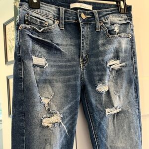 Kancan Distressed Dark Blue Skinny Jeans